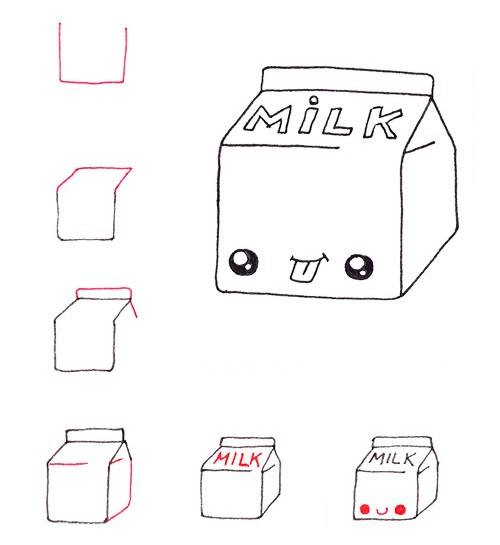 Cute milk carton Drawing Ideas