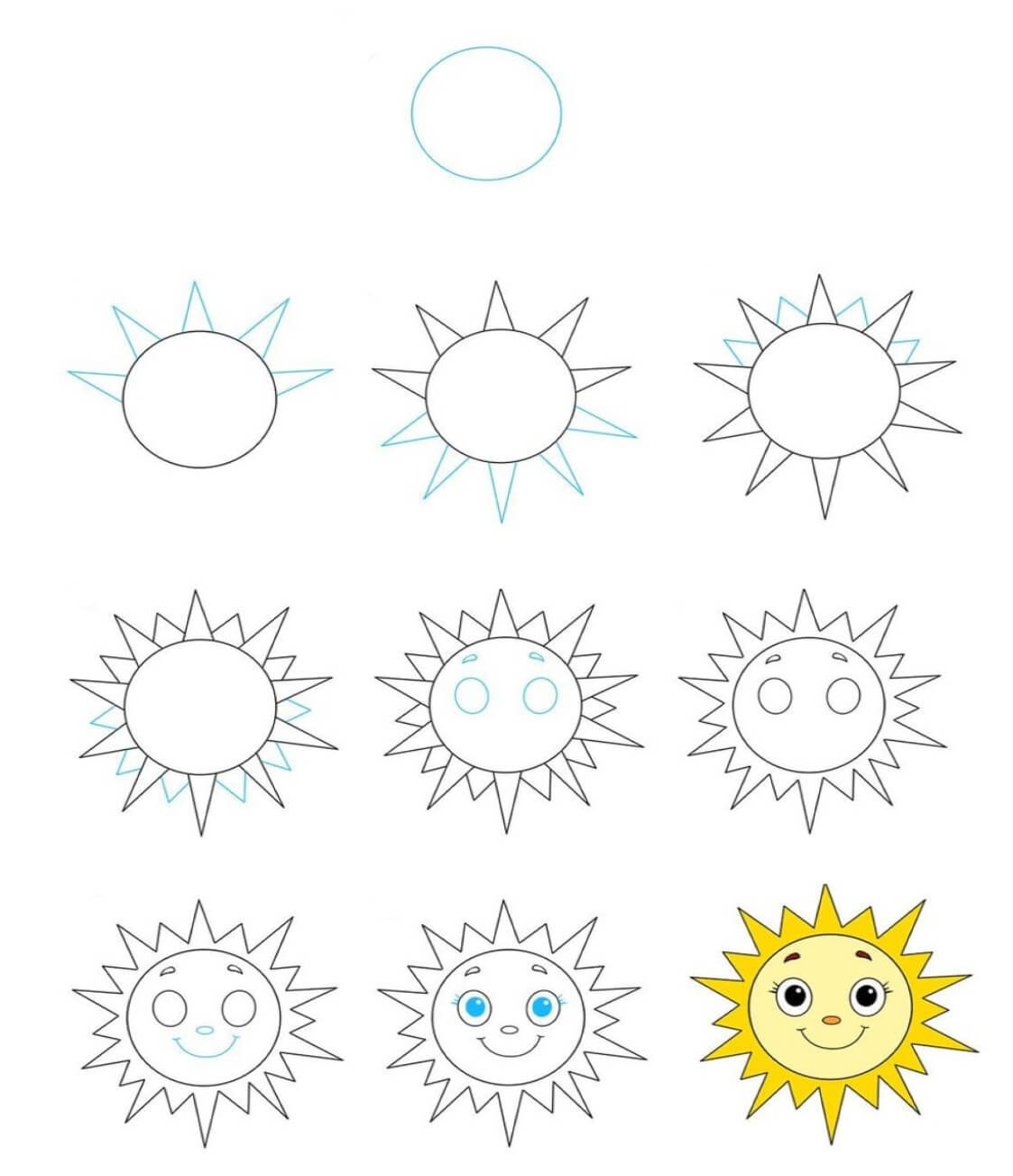 Cute sun (2) Drawing Ideas