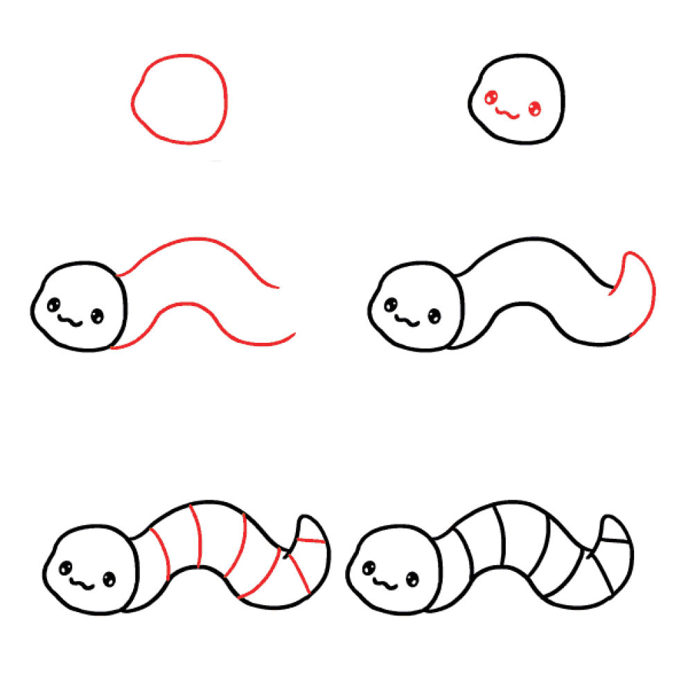How to draw Cute worm