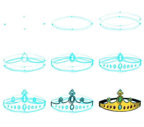 How to draw Diamond crown