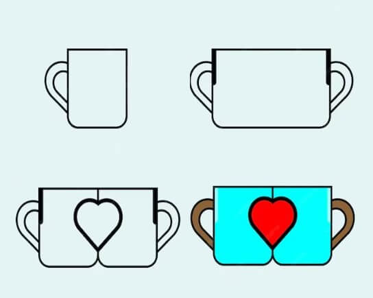 Double cup of coffee Drawing Ideas
