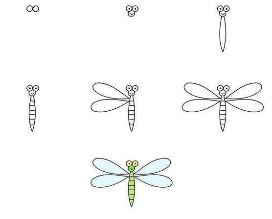 How to draw Dragonfly idea 1