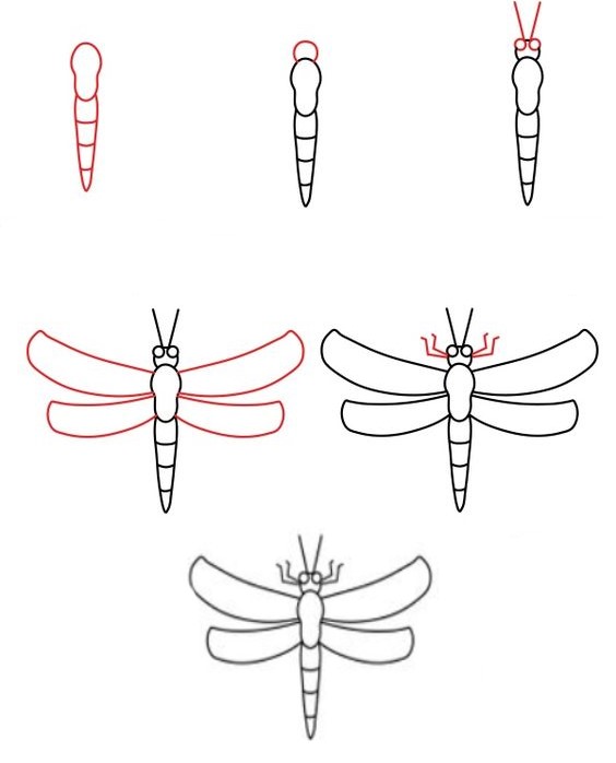 How to draw Dragonfly idea 10