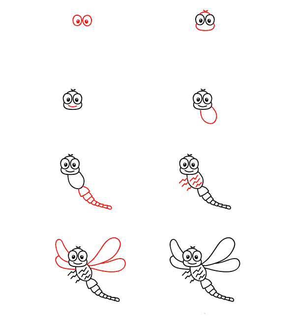 How to draw Dragonfly idea 16