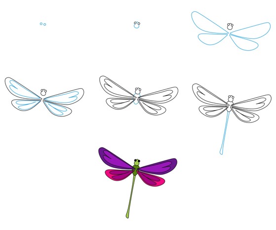 How to draw Dragonfly idea 4