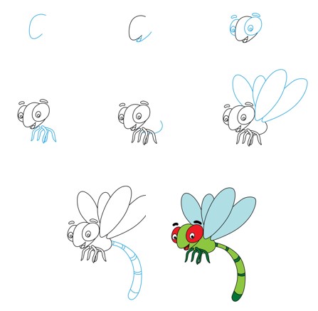 How to draw Dragonfly idea 6