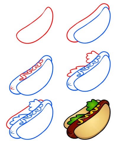 Drawing a simple hotdog Drawing Ideas
