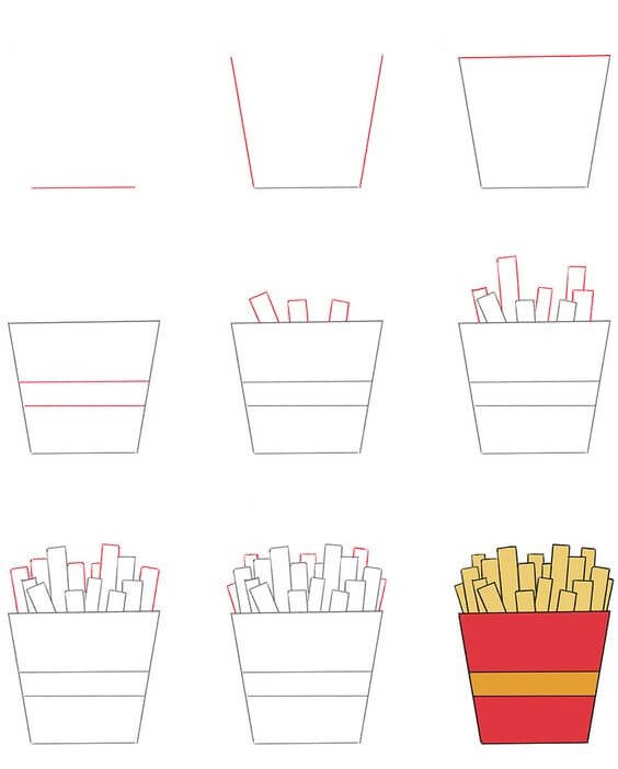 Drawing simple french fries 2 Drawing Ideas