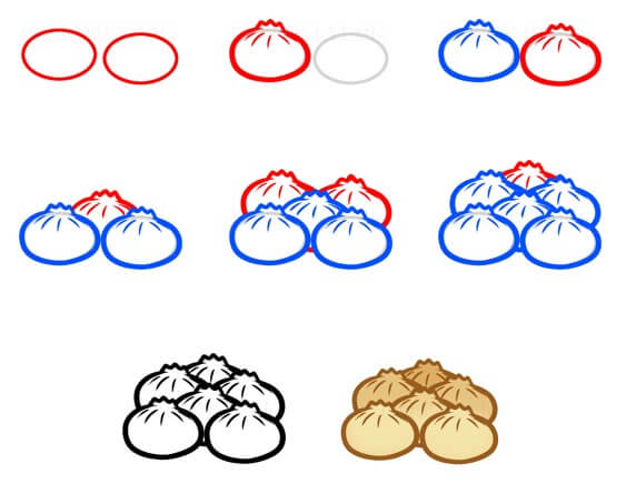 How to draw Dumplings idea (2)