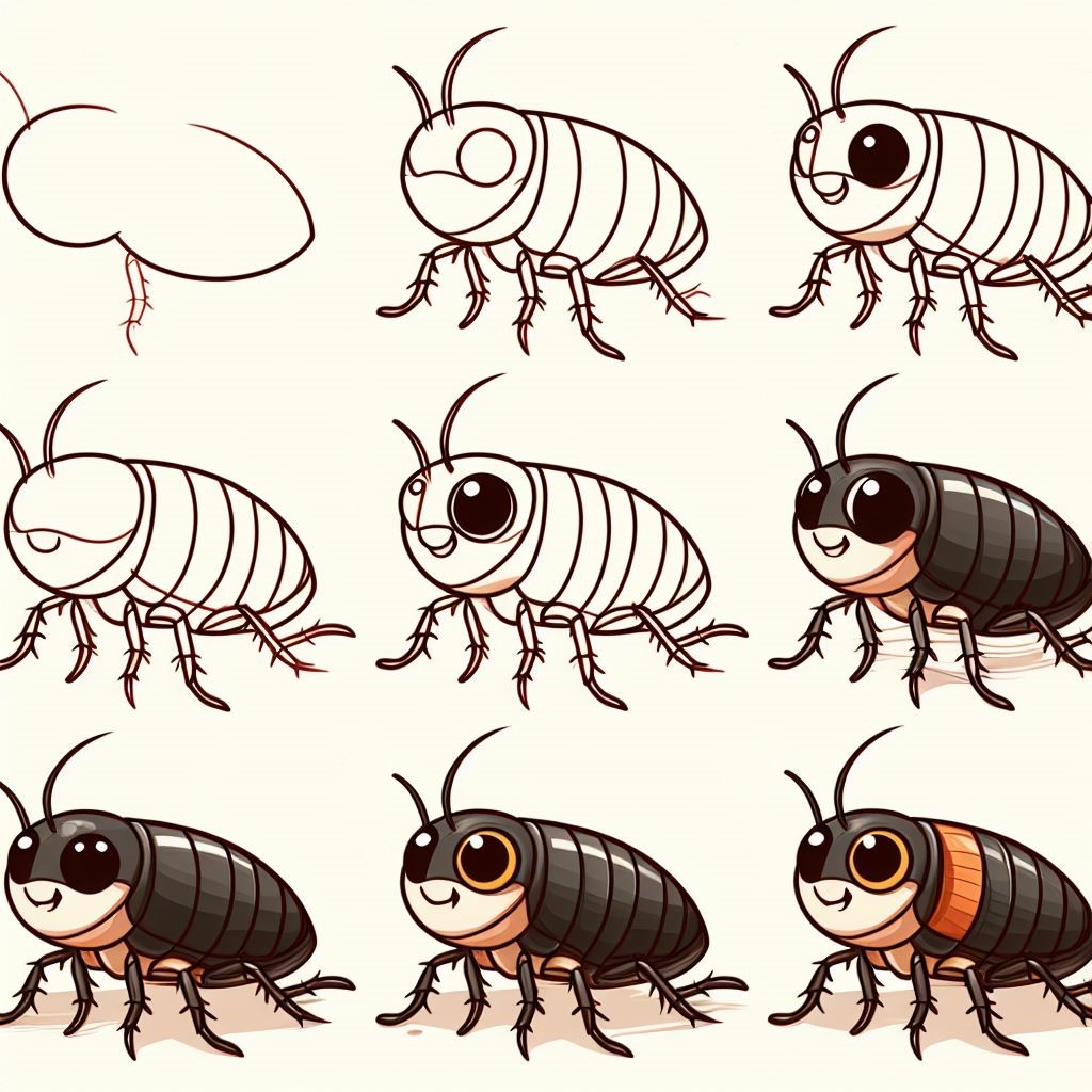 How to draw Fat cockroach