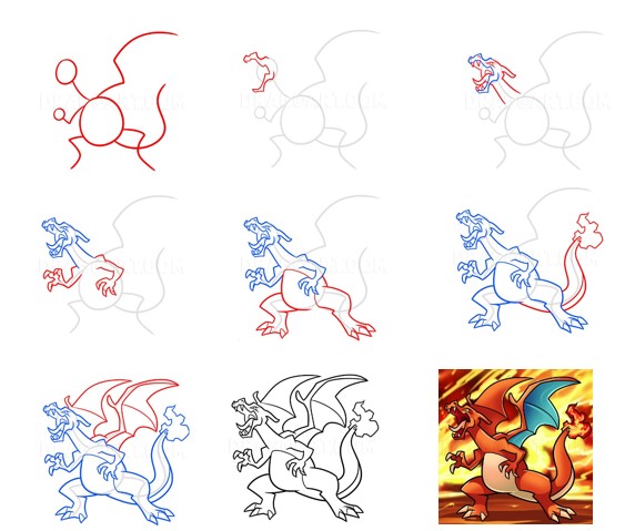 Fire-winged Charizard Drawing Ideas