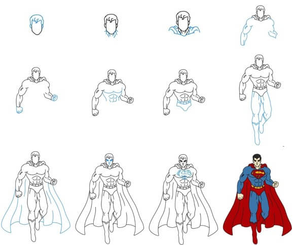 Flying superman 2 Drawing Ideas