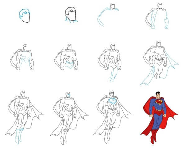 Flying superman Drawing Ideas