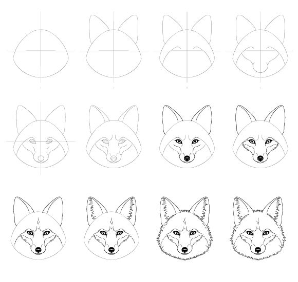 How to draw Fox head