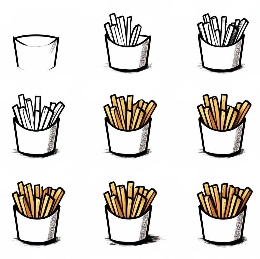 French fries (10) Drawing Ideas