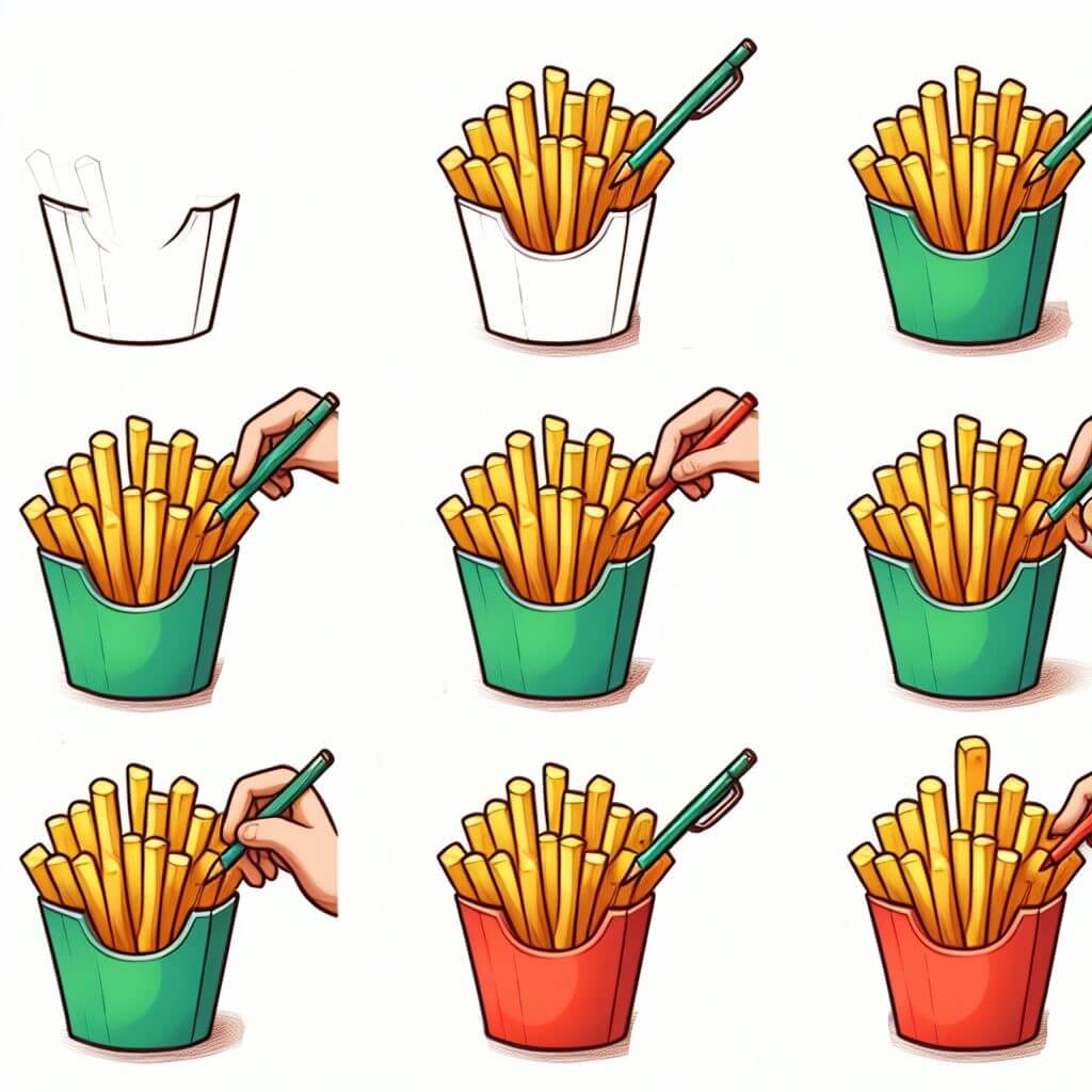 French fries (11) Drawing Ideas