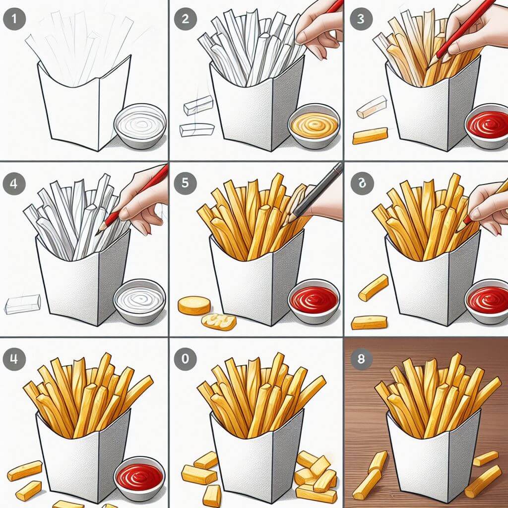 French fries (12) Drawing Ideas