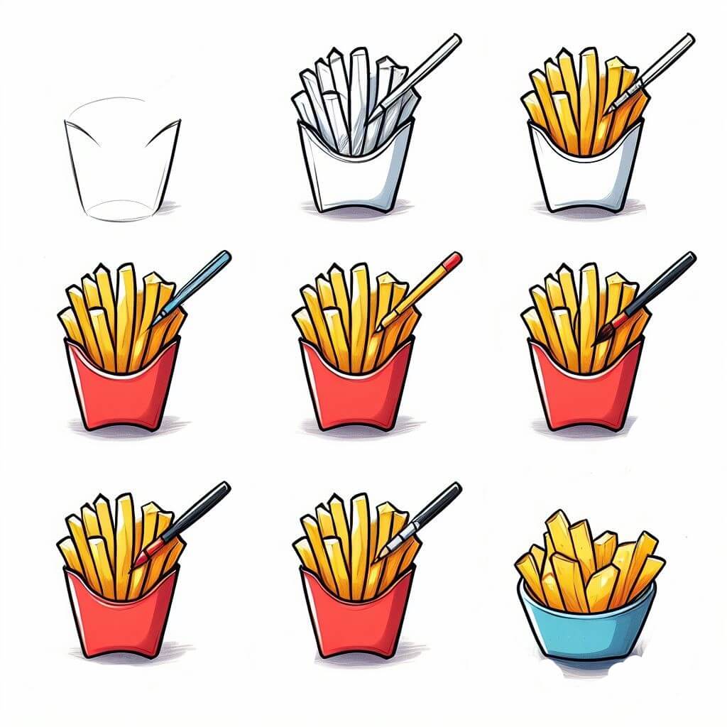 French fries (13) Drawing Ideas