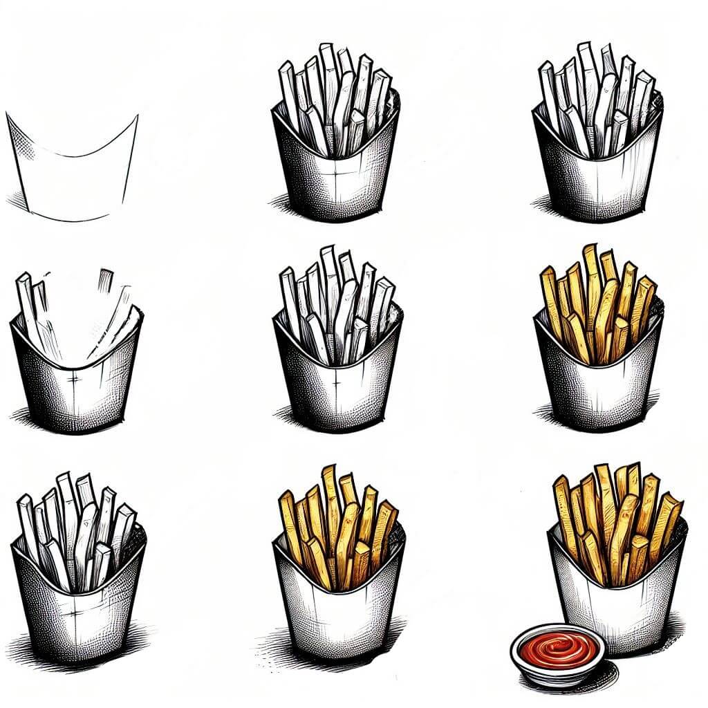 French fries (14) Drawing Ideas