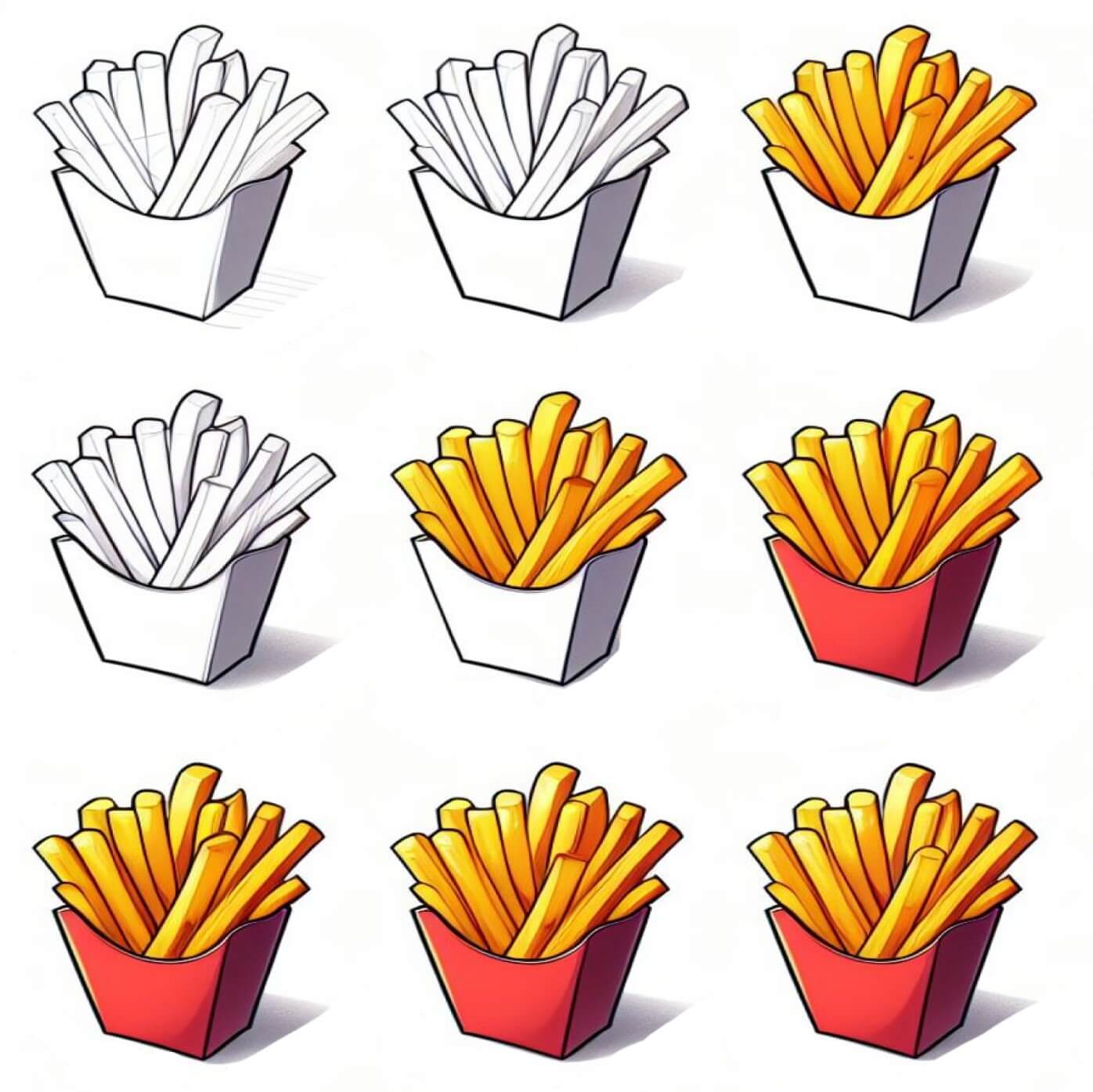 French fries Drawing Ideas