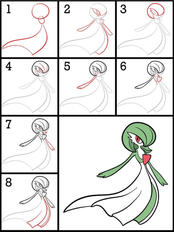 How to draw Gardevoir