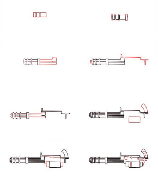 How to draw Gatling gun