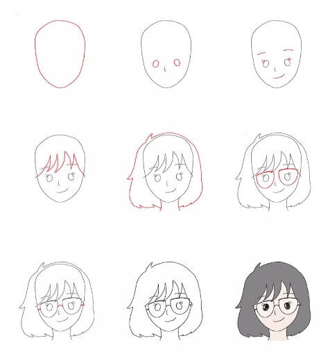 How to draw Girl wearing glasses