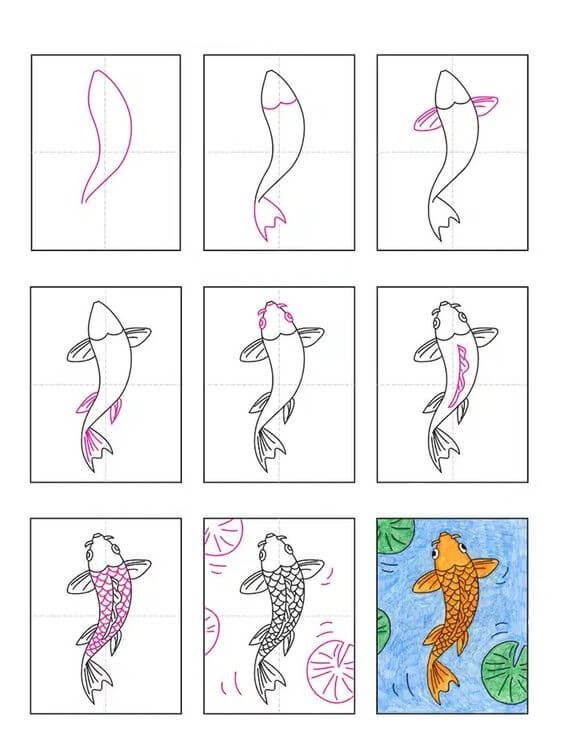 How to draw goldfish 3