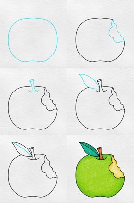 Green apple Drawing Ideas