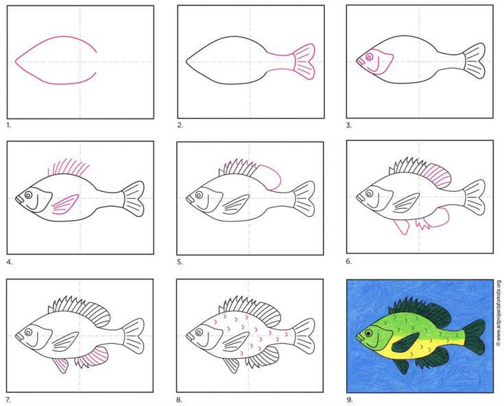 How to draw Green fish