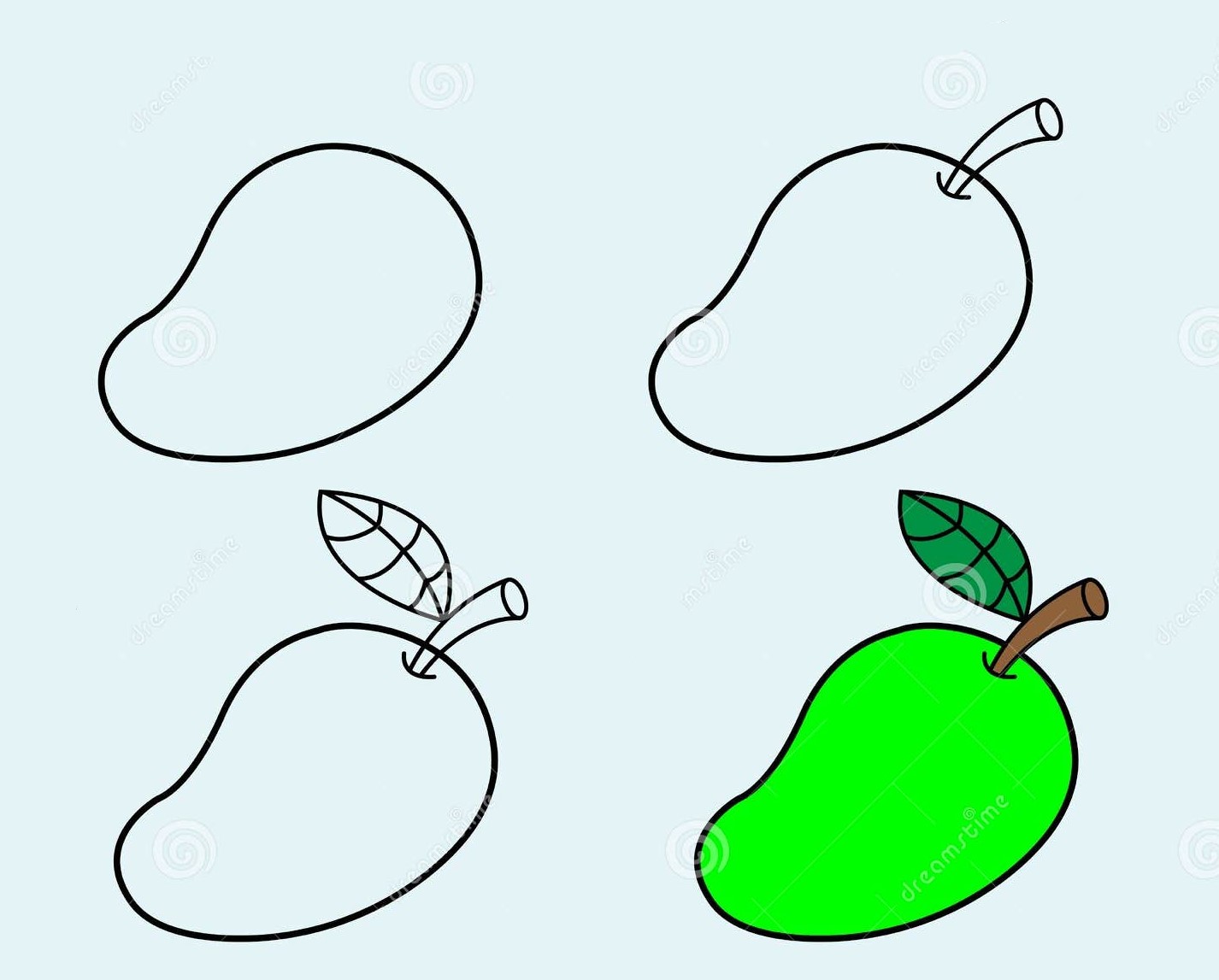 How to draw Green mango