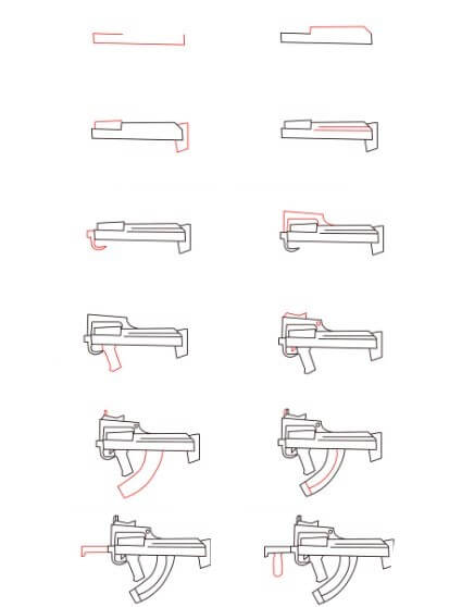 How to draw Groza gun