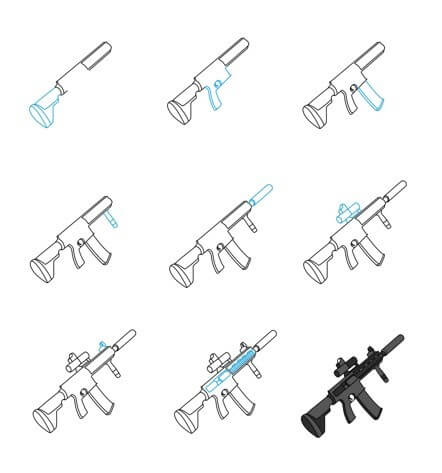 How to draw Gun idea (8)