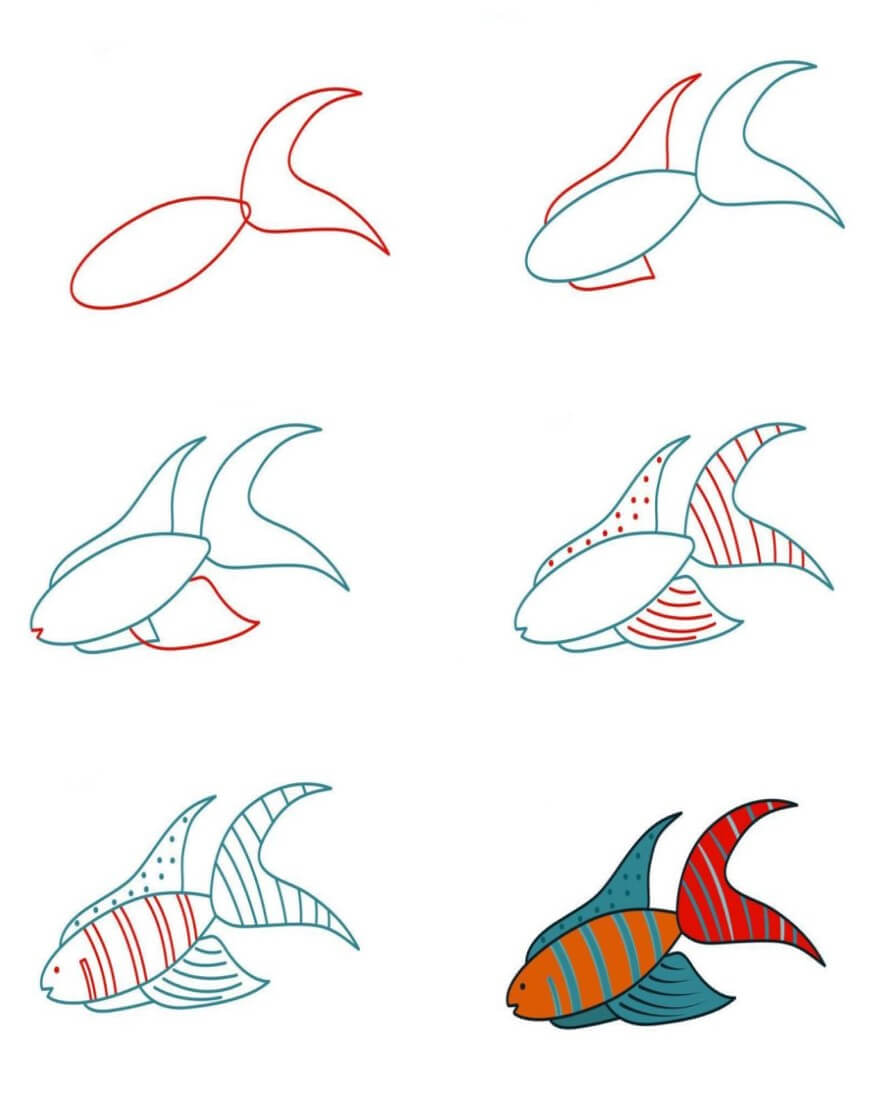 How to draw Guppy fish