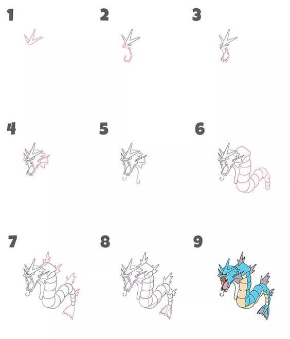 How to draw Gyarados