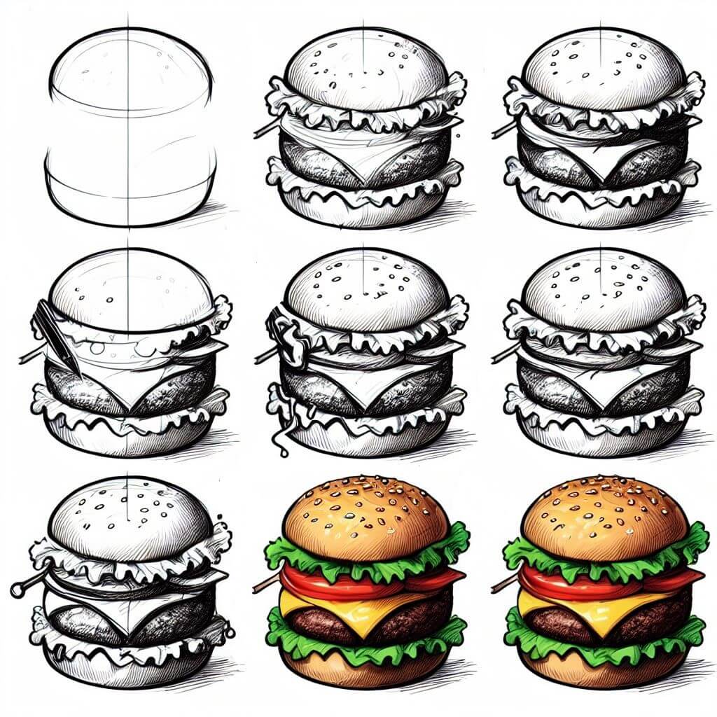 Hamburger idea 18 Drawing Ideas