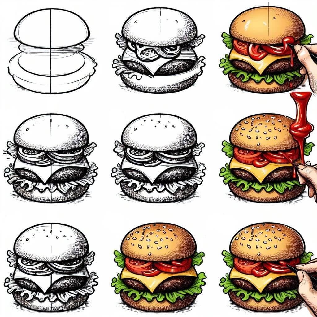 Hamburger idea 19 Drawing Ideas