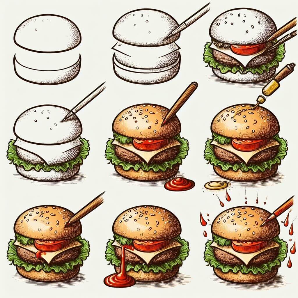 Hamburger Drawing Ideas