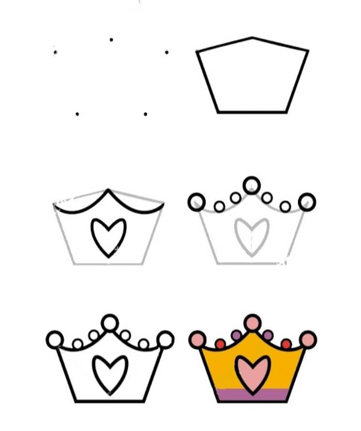 How to draw Heart crown (2)