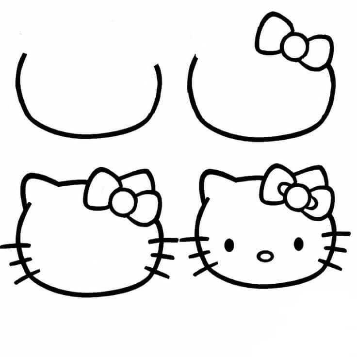 How to draw Hello kitty head (3)