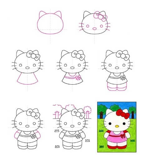 How to draw Hello kitty idea (15)