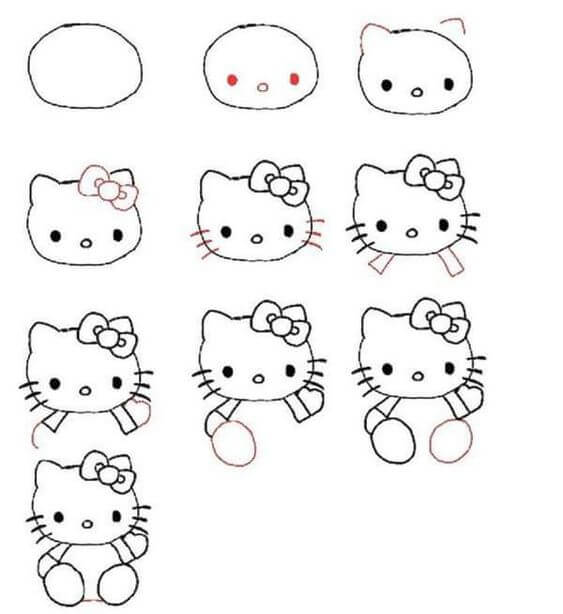 How to draw Hello kitty idea (5)