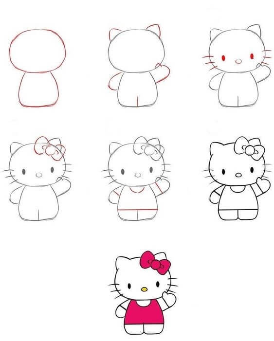 How to draw Hello kitty idea (6)