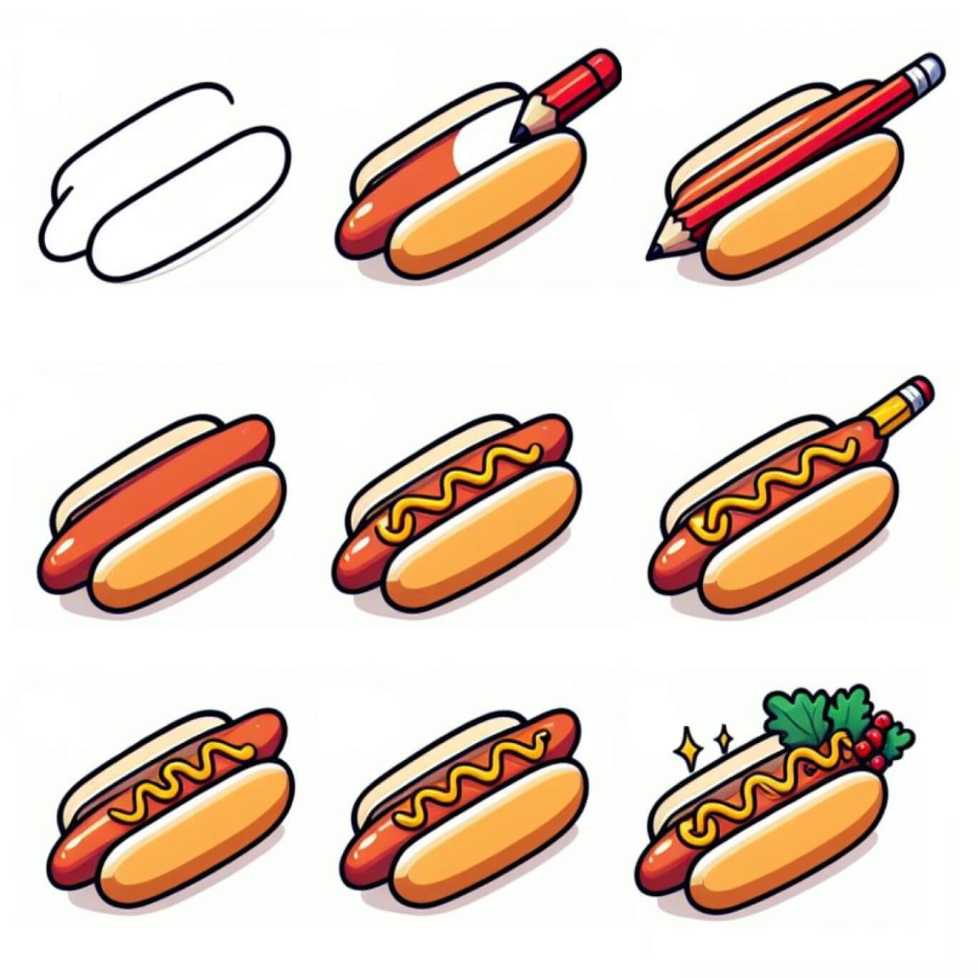 Hot dog Drawing Ideas