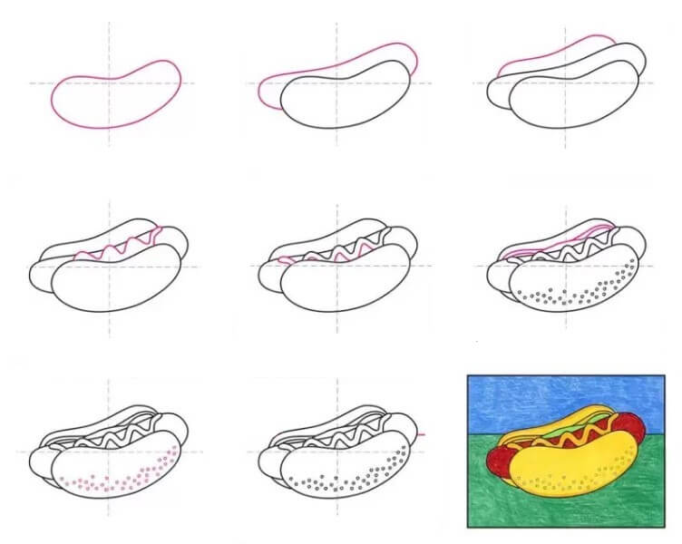 Hot dog iead 5 Drawing Ideas
