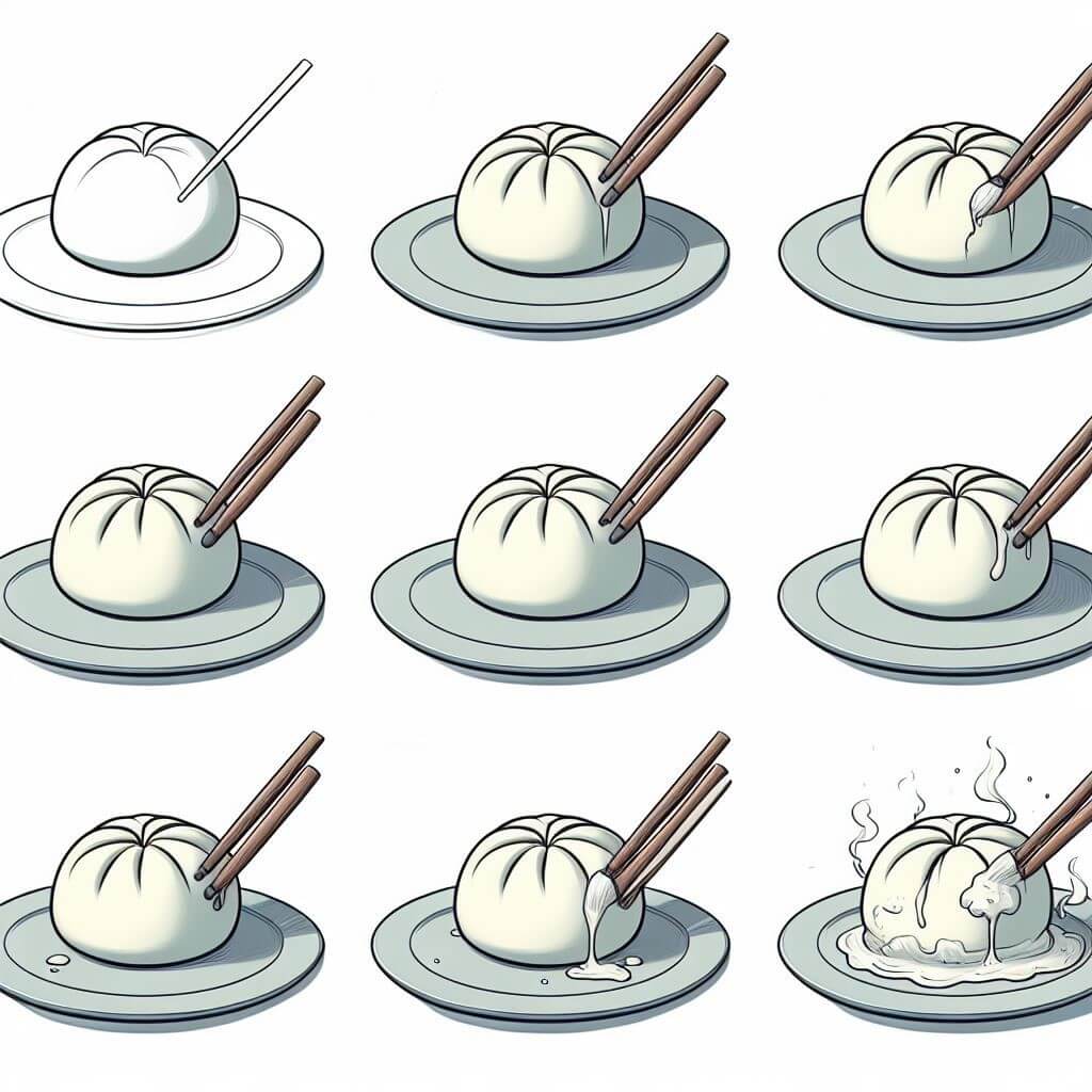 How to draw Hot dumplings