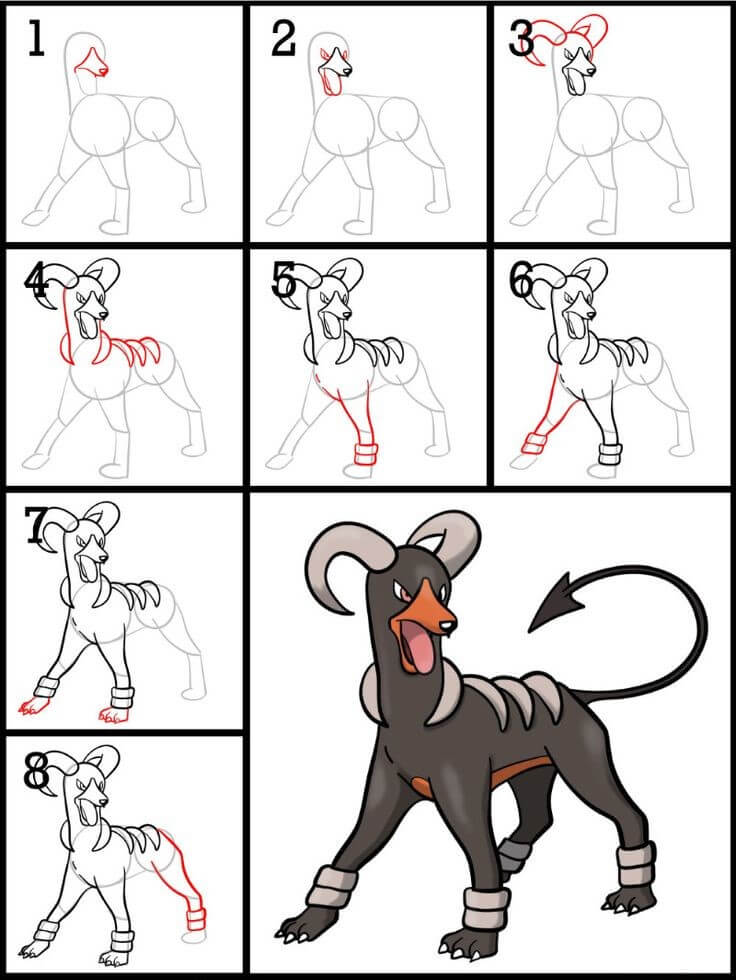 How to draw Houndoom