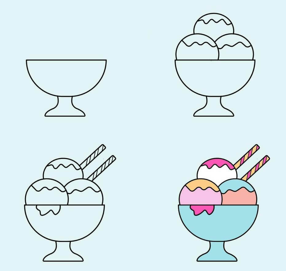 Ice cream cup Drawing Ideas