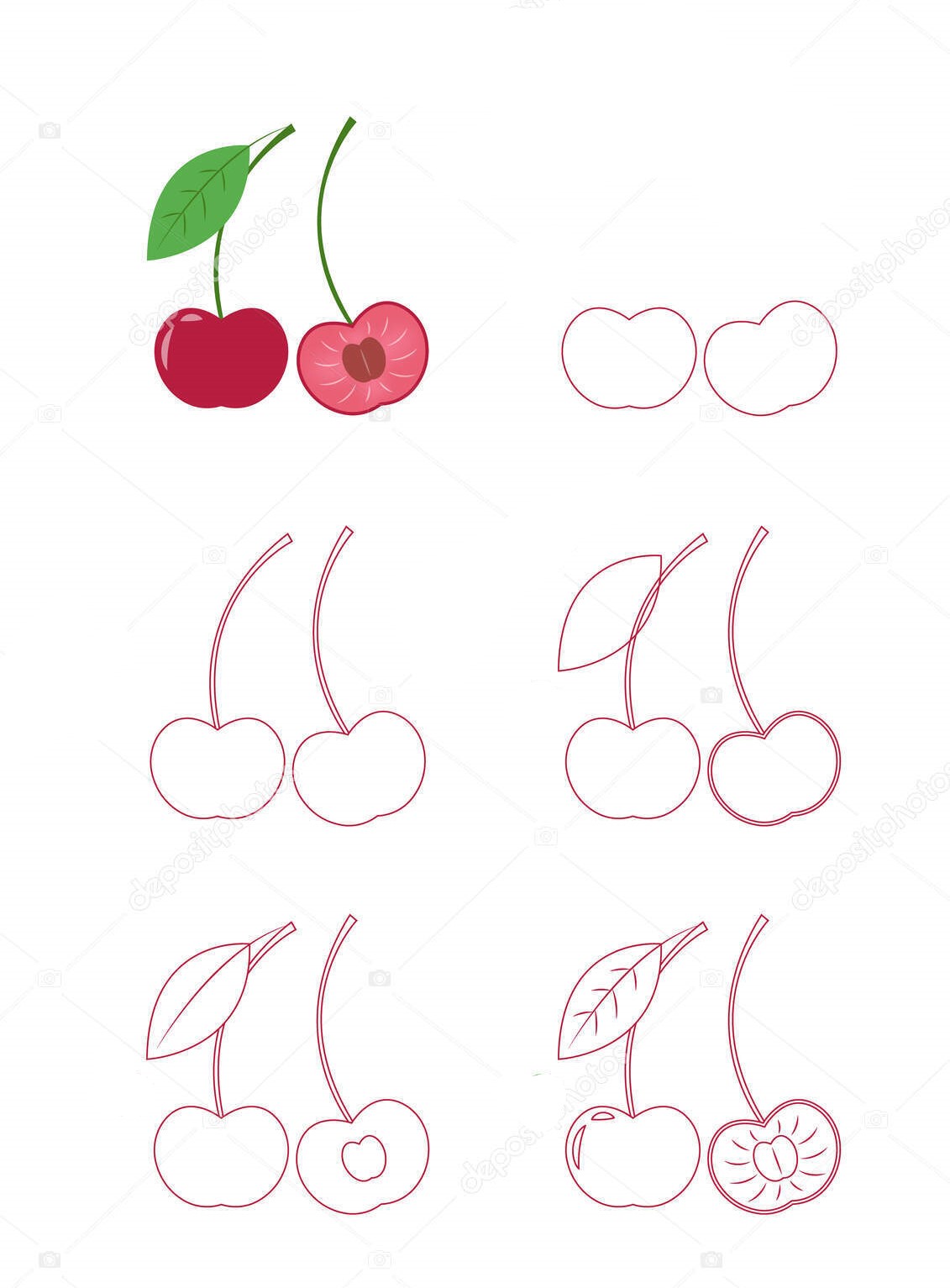 How to draw Inside the cherry