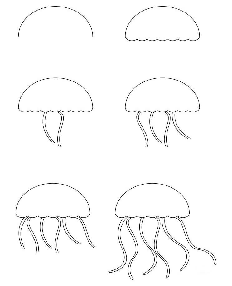 How to draw Jellyfish drawing simple
